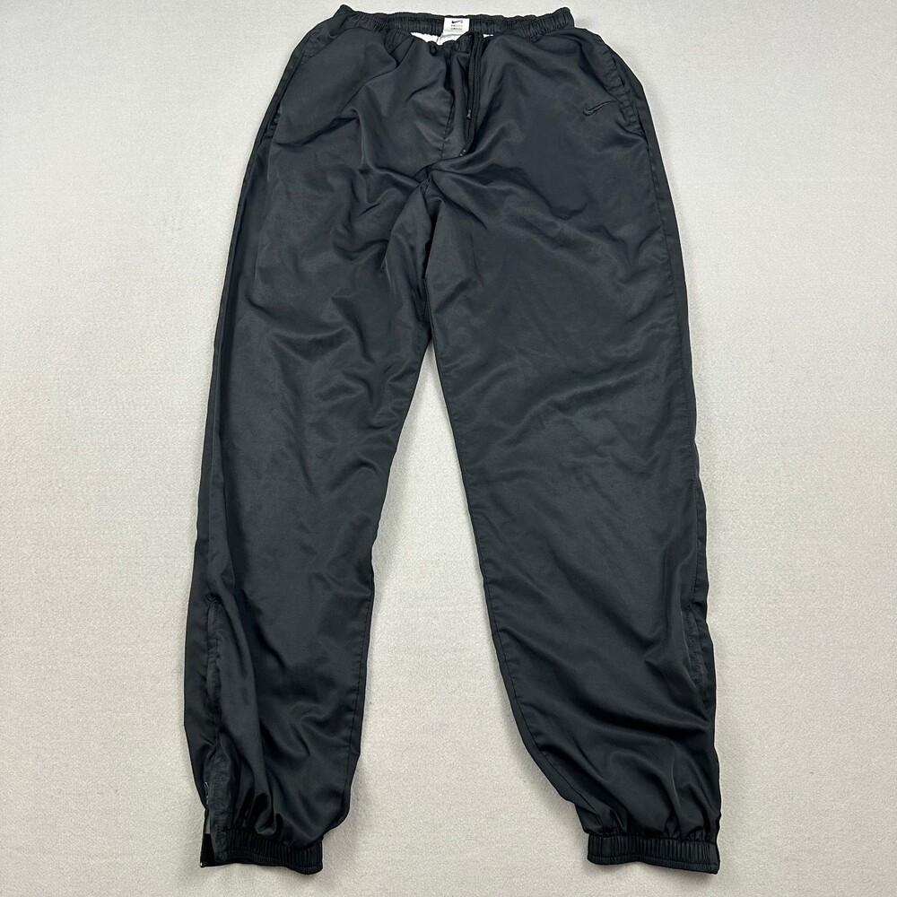 Vintage Nike Pants Women Medium Black Track Lined Windbreaker Zip Cuff M 90s